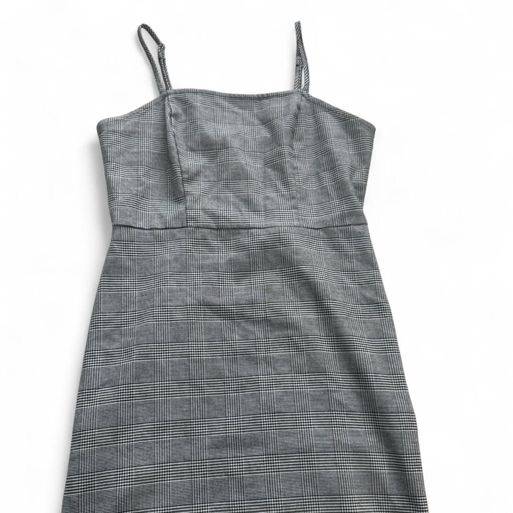 Chic Gray Plaid Mini Dress